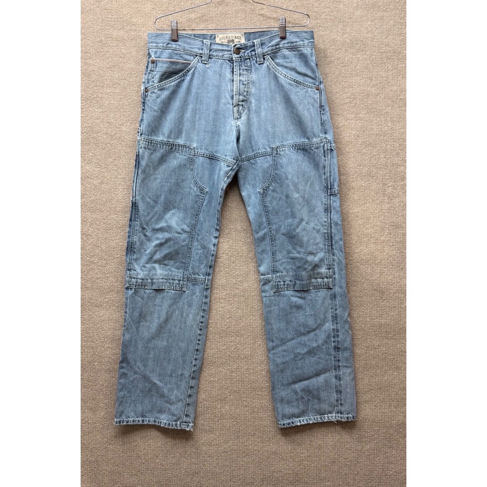 Gilded Age New York Mens Selvedge  Double Knee Carpenter Jeans Light Blue 35x33